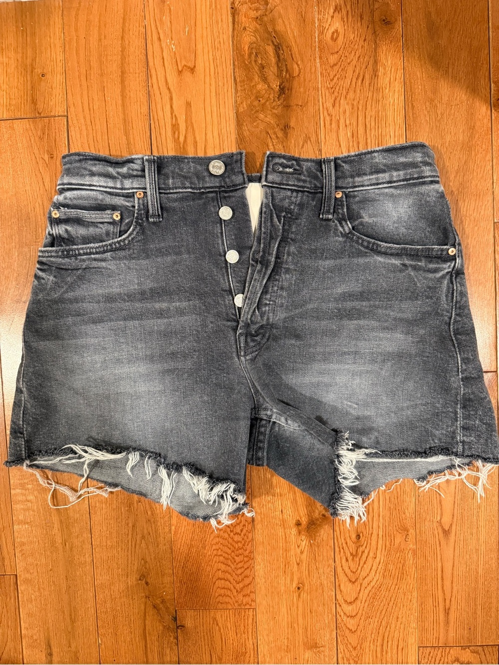MOTHER superior dark wash high rise denim shorts